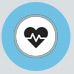 Ikon af et hjerte med scanningslinjer, der indikerer hjertescanningstjenester hos Odder Dyreklinik.