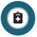 Ikon af en patient mappe bruges til at repræsentere kliniske optegnelser og patientinformation på hjemmesiden.
